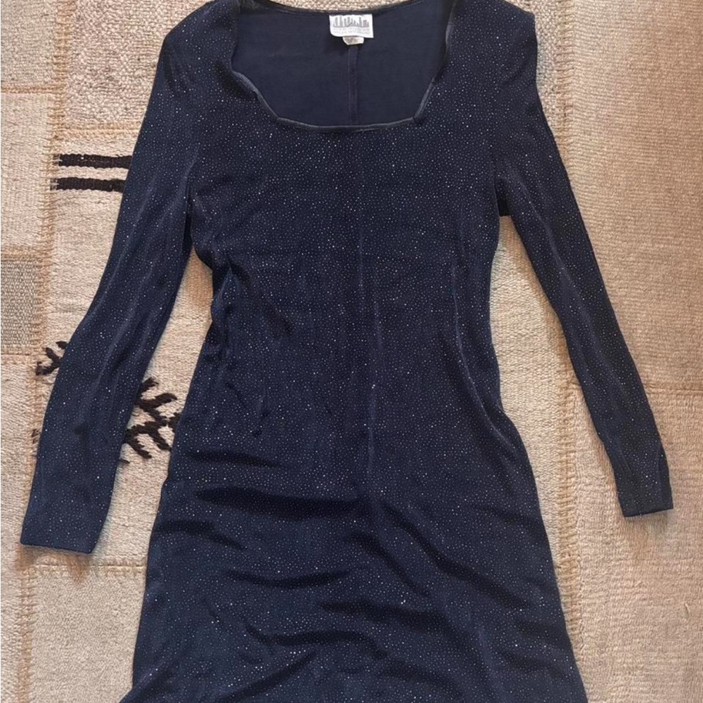 Vintage Chic Long Sleeve Navy Dress